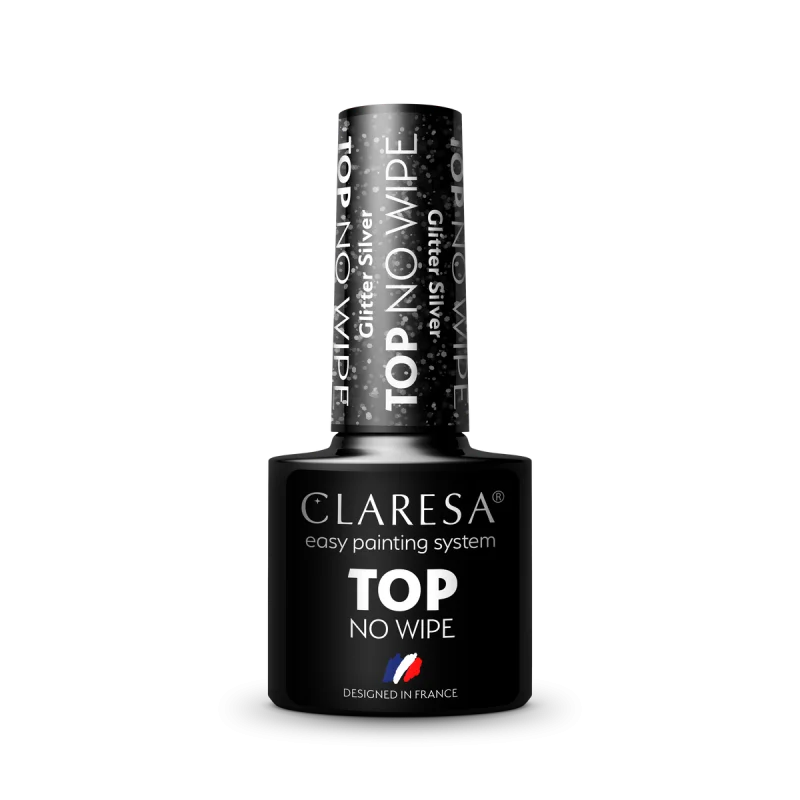 UV Nagellack Top Coat CLARESA Top No Wipe Glitter Silver 5ML
